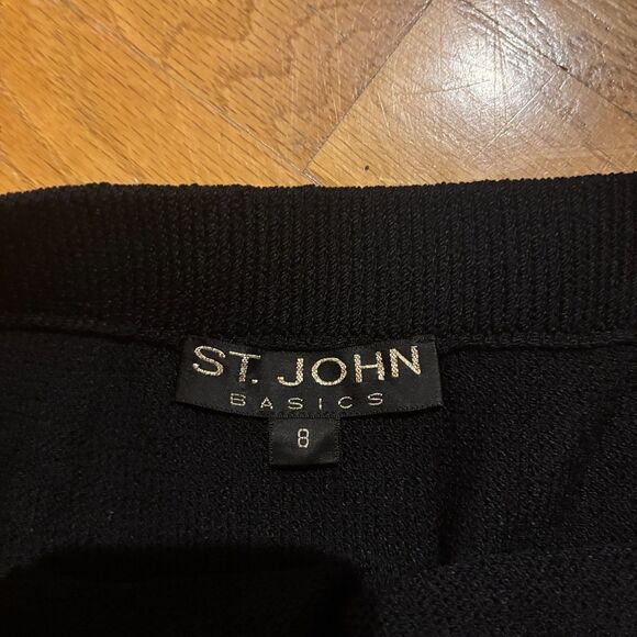 St. John Basics Pencil Skirt Womens Size 8 Black Slim Fit Elastic Waist Pull On - Picture 4 of 6